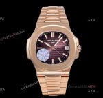 (GR) V2 Version - Patek Philippe Nautilus 5711 Rose Gold Brown Dial Swiss Patek Philippe 324 SC Watch 